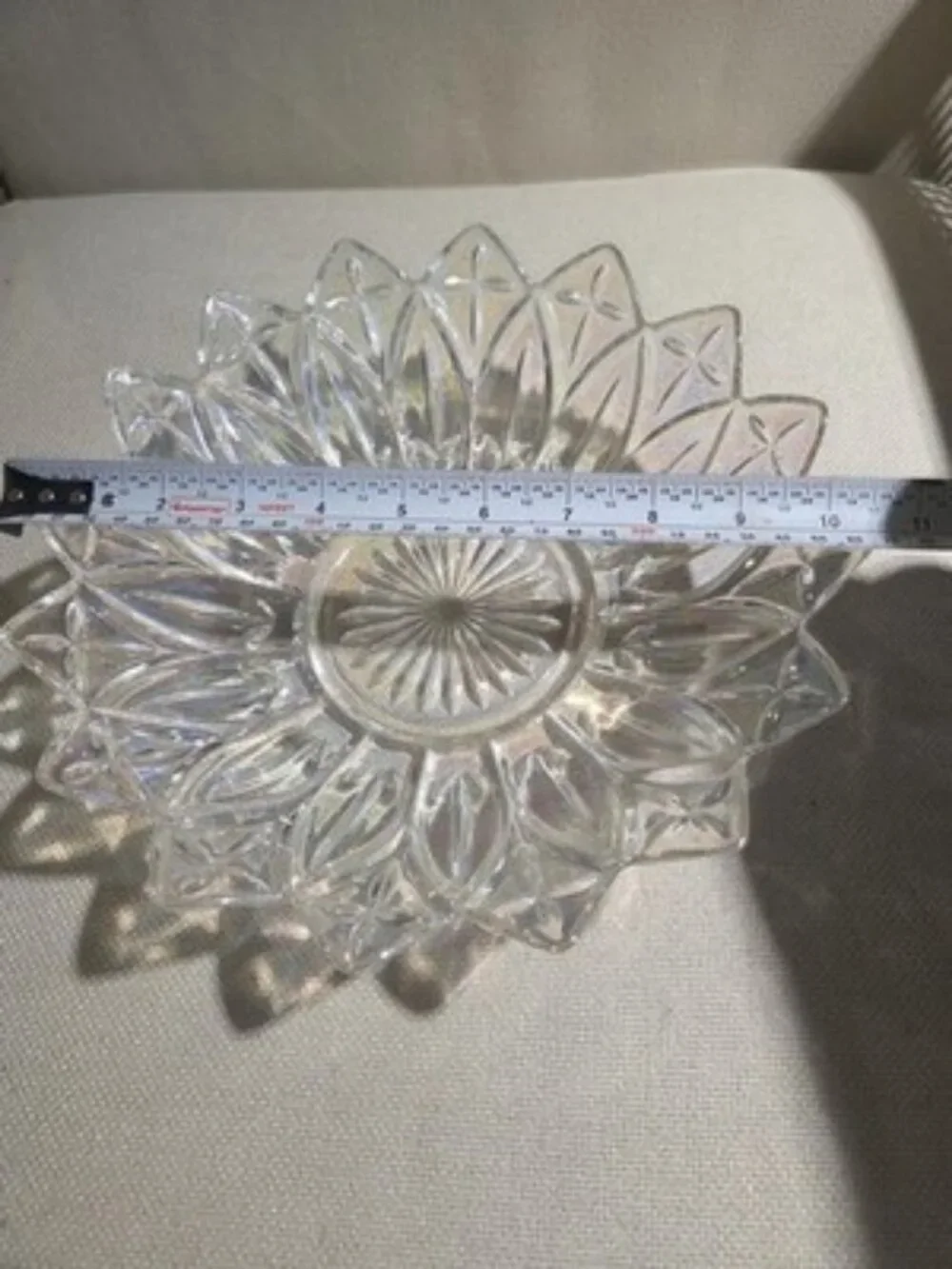 Federal Glass Iridescent Petal Rim Plate 8 Inch Vintage Pressed Glass